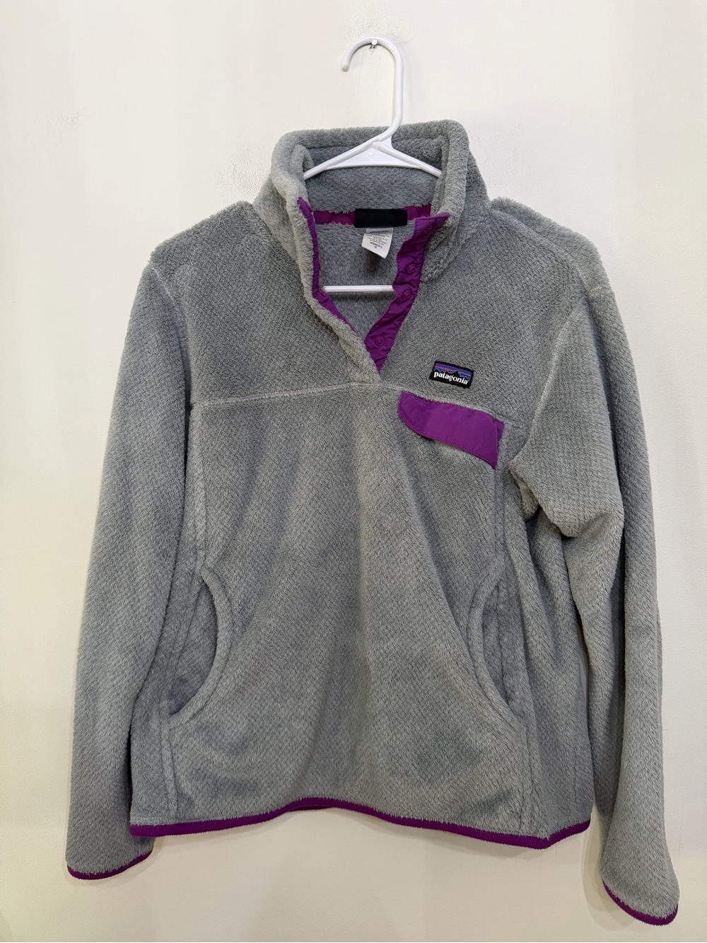 Patagonia Re-Tool Snap-T Fleece Long Sleeve Pullover Grey Purple Women’s M